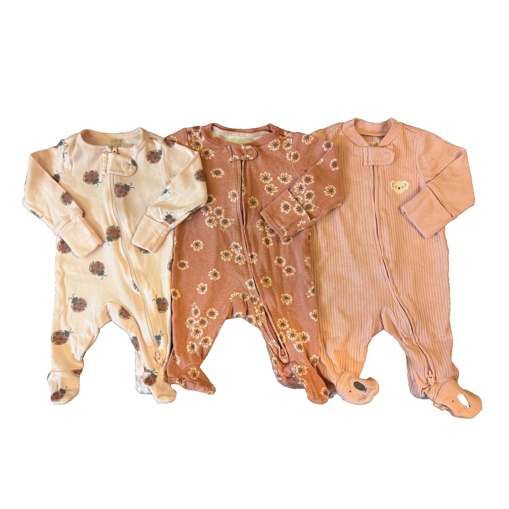 Baby Sleepers Girl Newborn Bundle Sleep N Play Zippies Rompers Pink Ladybug